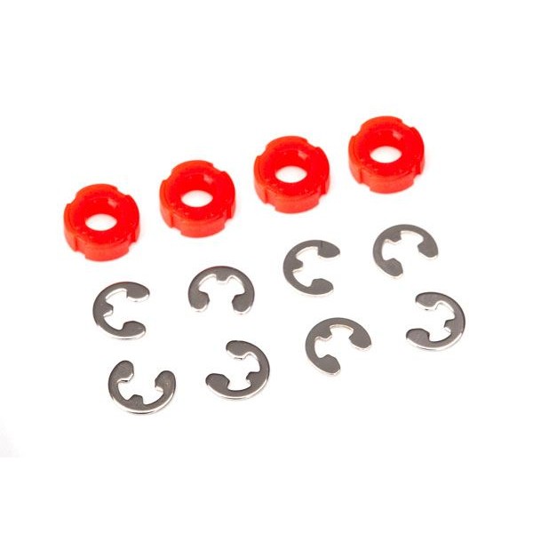 Traxxas Piston Dampers, red (4)/ e-clips (8)