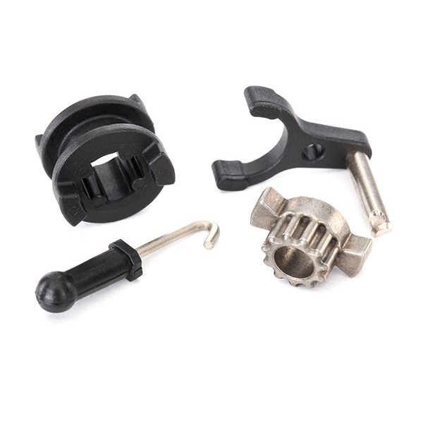 Traxxas Drive hub, 2-speed/ shift dog/ shift fork/ 2-speed linkage