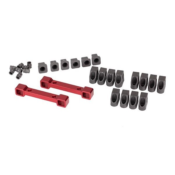 Traxxas Front & Rear Mounts, Suspension Arms, Aluminum, Red-Anodized