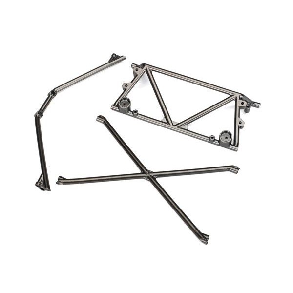 Traxxas Tube Chassis, Center Support/ Cage top/ Rear Cage Support, Satin Black Chrome