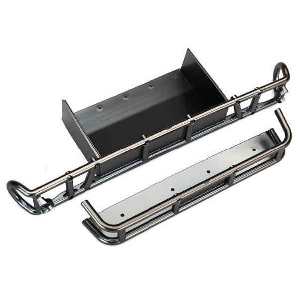 Traxxas Bumper, Rear/ Bumper Extension, Satin Black Chrome