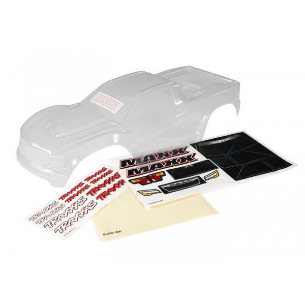 Traxxas Body, Maxx Body with decals, clear