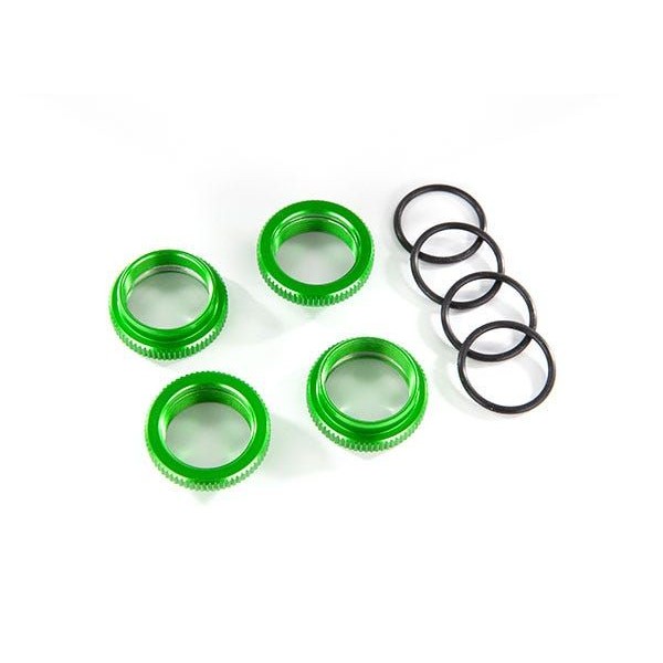 Traxxas Spring retainer (adjuster), green-anodized aluminum (GT-Maxx) (4)