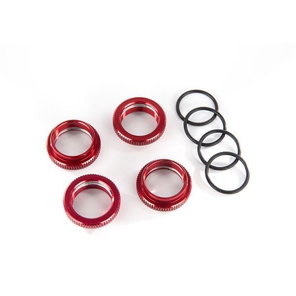 Traxxas Spring retainers (adjuster), red-anodized aluminum, (GT-Maxx) (4)