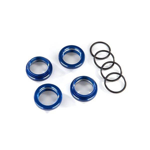 Traxxas Spring retainer (adjuster), blue-anodized aluminum (GT-Maxx) (4)