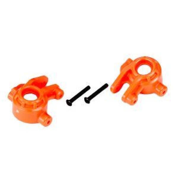 Traxxas Steering blocks, extreme heavy duty, orange (left & right)/ 3x20mm BCS (2) (for use with #9080 upgrade kit)