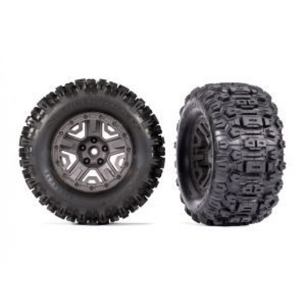 Traxxas charcoal gray 2.8" wheels, Sledgehammer tires, foam inserts