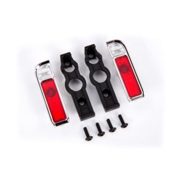 Traxxas Tail light housing, chrome (2)/ lens (2)/ retainers (left & right)/ 2.6x8 BCS (self-tapping) (4)