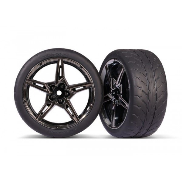 Traxxas Rear 2.1" Response Tires on Split-Spoke Black Chrome Wheels (2)