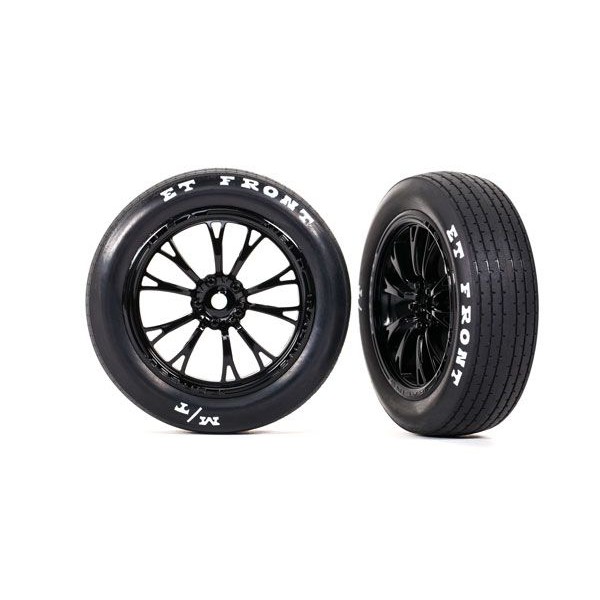 Traxxas Front Tires & Weld Gloss Black Wheels, Assembled, Glued (2)
