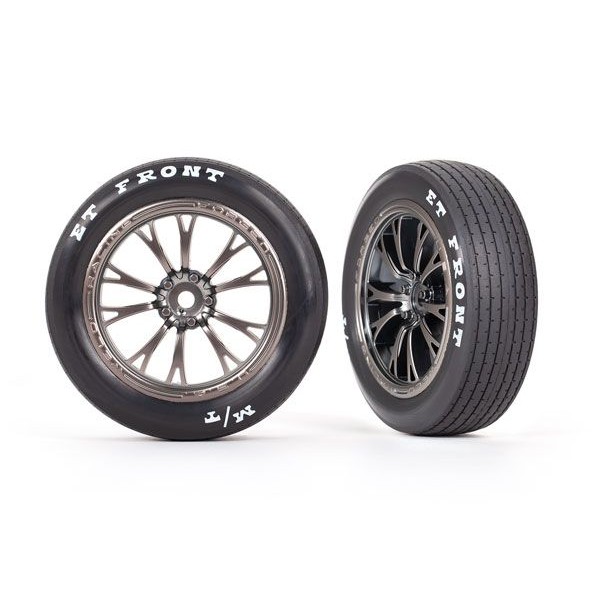 Traxxas Front Tires on Weld Satin Black Chrome Wheels, Assembled, Glued ( (2)