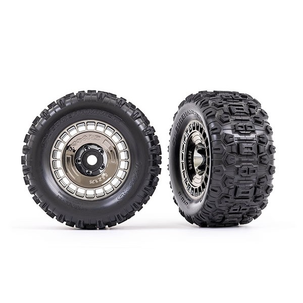 Traxxas Sledgehammer Tires on 3.8" Black Chrome Wheels (2)