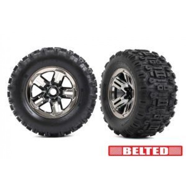 Traxxas Tires & wheels 3.8 BLK WHL W/SLDGEHMR TIRE