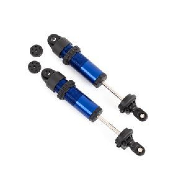 Traxxas Shocks, GT-Maxx, long, aluminum (blue-anodized) (fully assembled w/o springs) (2)
