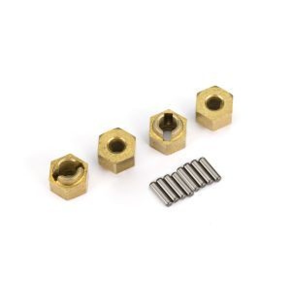 Traxxas Wheel hubs, 7mm hex, brass (1 gram each) (4)/ axle pins (8)