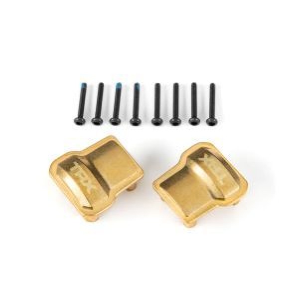 Traxxas Axle cover, brass (8 grams each) (2)/ 1.6x12mm CS (with threadlock) (8)