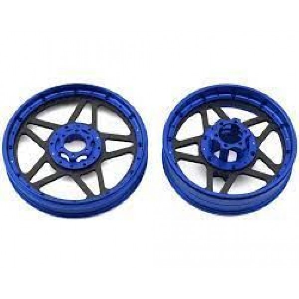 Treal Hobby Losi Promoto MX CNC Aluminum Wheel Set w/Carbon Spokes (Blue)