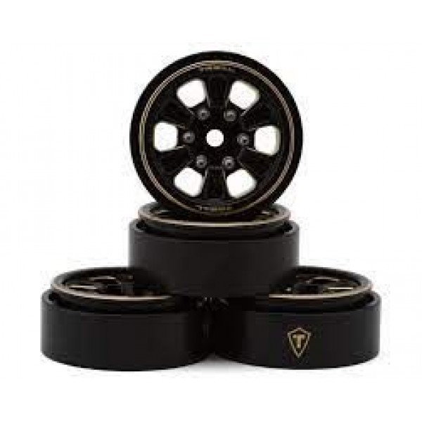Treal Hobby Type B 1.0" 6-Spoke Brass Beadlock Wheels (Black) (4)