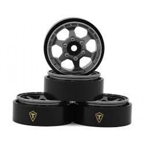 Treal Hobby Type D 1.0" Concave 6-Spoke Beadlock Wheels (Grey) (4) (21.2g)