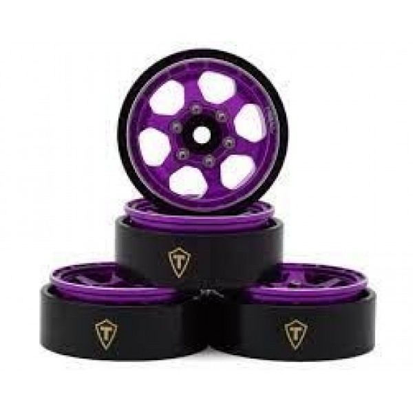 Treal Hobby Type D 1.0" Concave 6-Spoke Beadlock Wheels (Purple) (4) (21.2g)