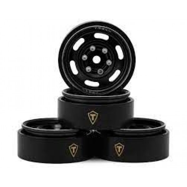 Treal Hobby Type E 1.0" 6-Slot Beadlock Wheels (Black) (4) (21.9g)
