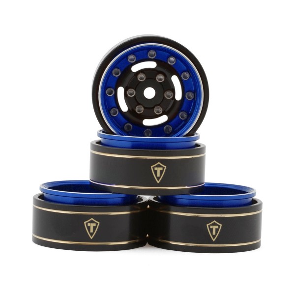 Treal Hobby Type F Deep Dish Beadlock Wheels, 1/0" (Blue) (4)