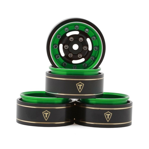 Treal Hobby Type F 1.0" Deep Dish Beadlock Wheels, Green (4)