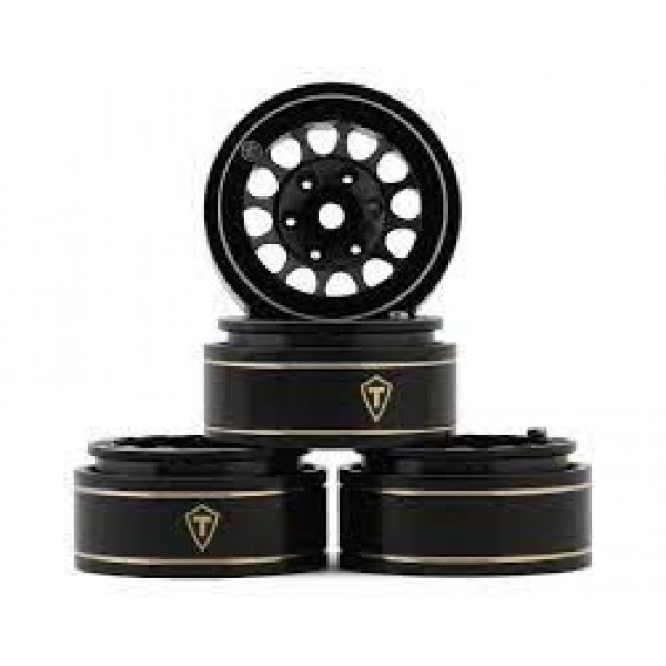 Treal Hobby Type I 1.0" Classic 12-Spoke Beadlock Wheels (Black) (4) (27.2g)