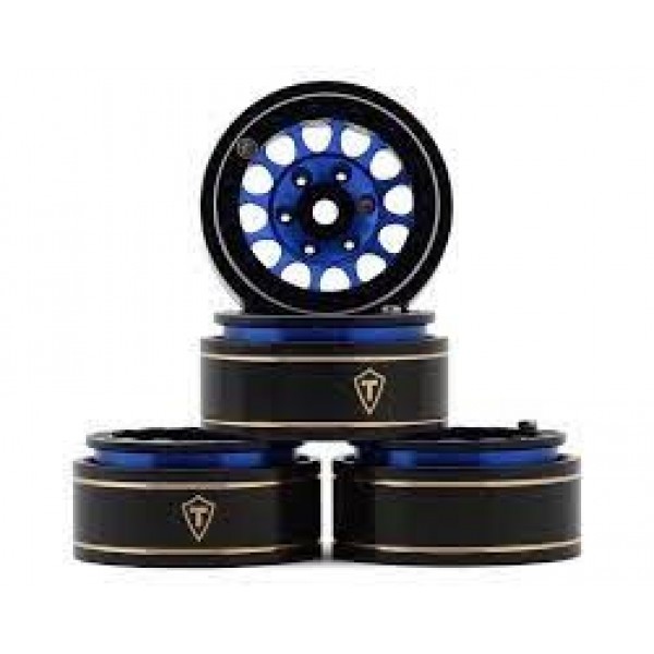 Treal Hobby Type I 1.0" Classic 12-Spoke Beadlock Wheels (Blue) (4) (27.2g)