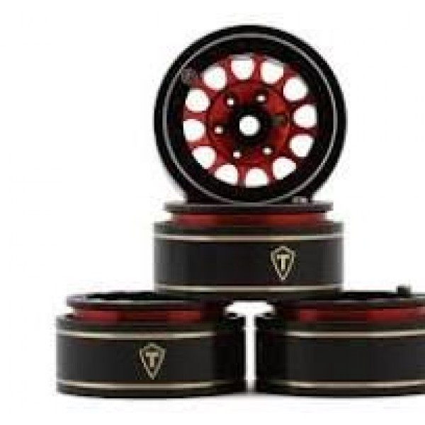 Treal Hobby Type I 1.0" Classic 12-Spoke Beadlock Wheels (Red) (4) (27.2g)