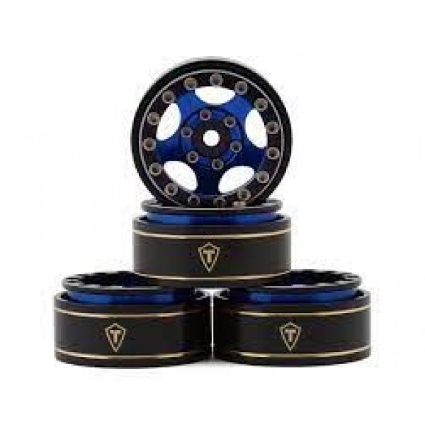 Treal Hobby Type B 1.0" 5-Spoke Beadlock Wheels (Black/Blue) (4) (22.4g)