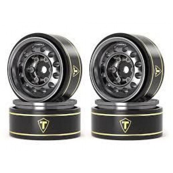 Treal Hobby Type K 1.0" 12-Hole Beadlock Classic Vintage Wagon Wheels (Grey) (4) (28.9g)