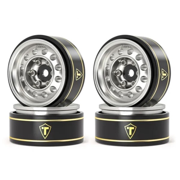 Treal Hobby Type K 1.0" 12-Hole Beadlock Classic Vintage Wagon Wheels, Silver (4)