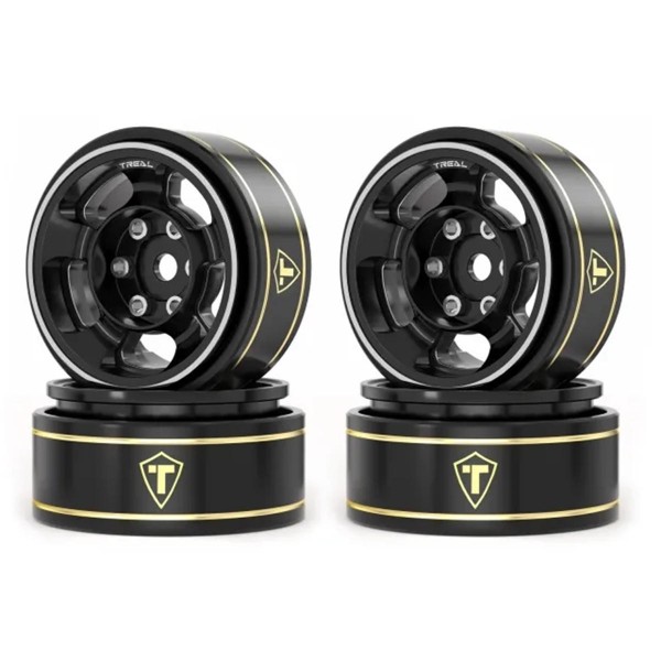 Treal Hobby Type G 1.0" 5-Spoke Beadlock Classic Wheels, Black (4)