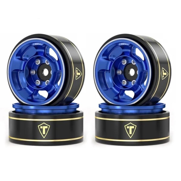 Treal Hobby Type G 1.0" 5-Spoke Beadlock Classic Wheels, Blue (4)