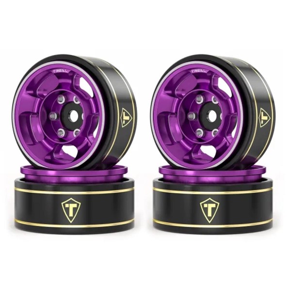 Treal Hobby Type G 1.0" 5-Spoke Beadlock Classic Wheels, Purple (27.1g) (4)
