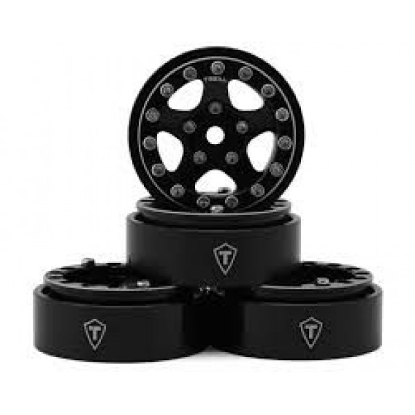 Treal Hobby Type B 1.0" 5-Spoke Beadlock Wheels (Black/Black) (4) (22.4g)