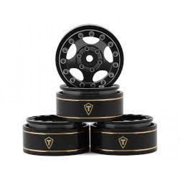 Treal Hobby Type B 1.0" 5-Spoke Beadlock Wheels (Black/Grey) (4) (22.4g)