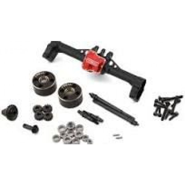 Treal Hobby Aluminum Complete Rear Portal Axle for Traxxas TRX-4M w/Brass Covers (Black)