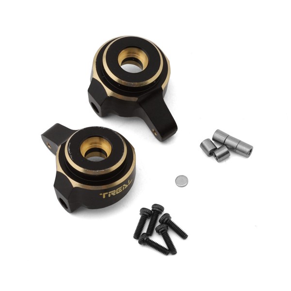 Treal Axial SCX24 Brass Front Steering Knuckles, Black (10g) (2)