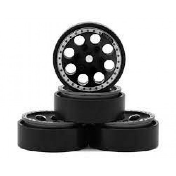 Treal 1.0" 8-Hole Beadlock Wheels, 22g Each, Black (4)