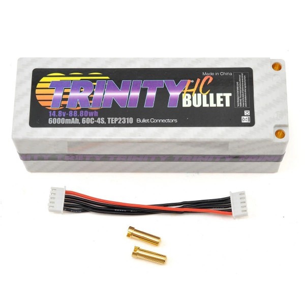 Trinity Hi-Capacity 14.8V 4S 6000mAh 60C LiPo Hardcase Battery with 5mm Bullet Connectors