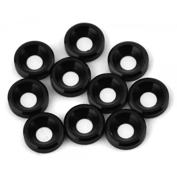 V-Force Designs 3mm Countersunk Washers, Black (10)