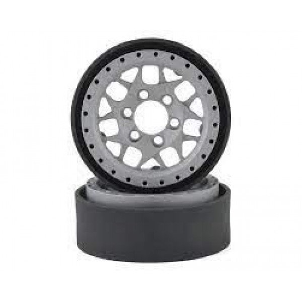 Vanquish Products KMC XD127 Bully 1.9" Beadlock Crawler Wheels, Silver (2)
