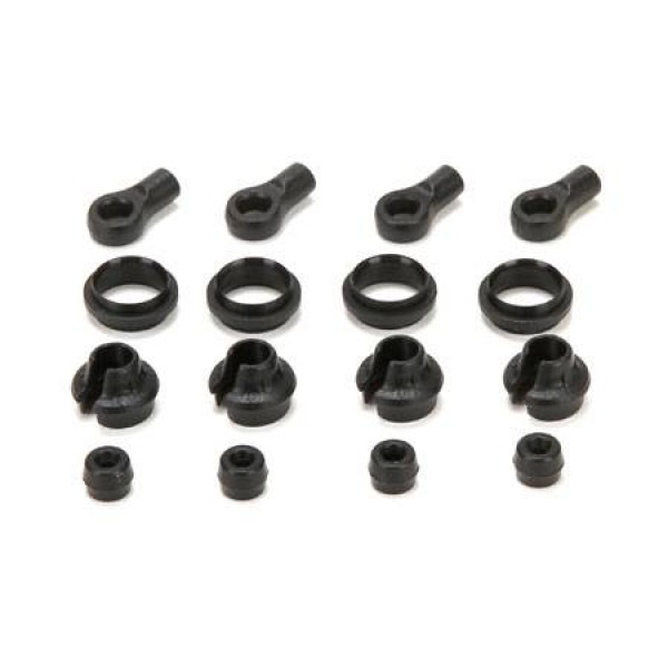 Vaterra Shock End, Cup, Rubber Stop, and Mid Collar (Ascender) (4)