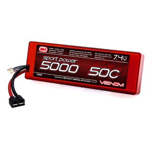 Venom LiPo Battery 5000mAh 50C 7.4V (2S) with Universal Connector
