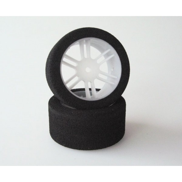 Xceed RC Pre-Glued 1/10 Front Tires on White Wheels. 35 Shore Italian Foam (2)
