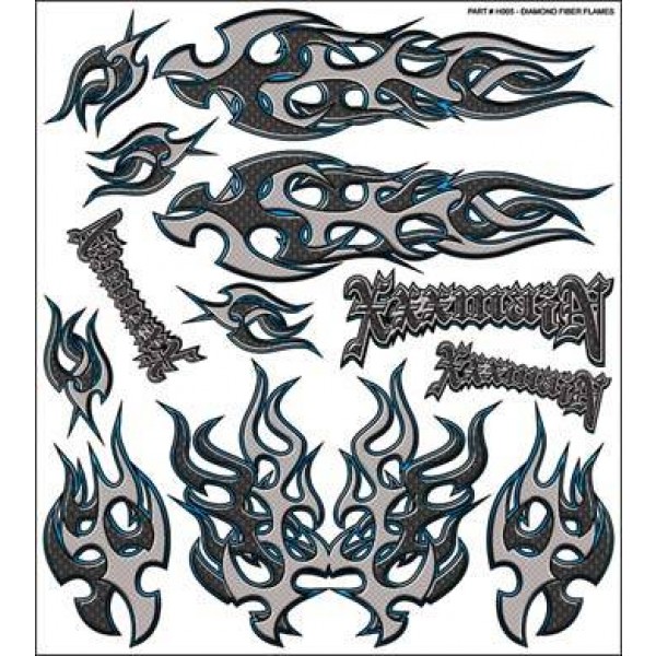 H005 External Decal Diamond Fiber Flames Large
