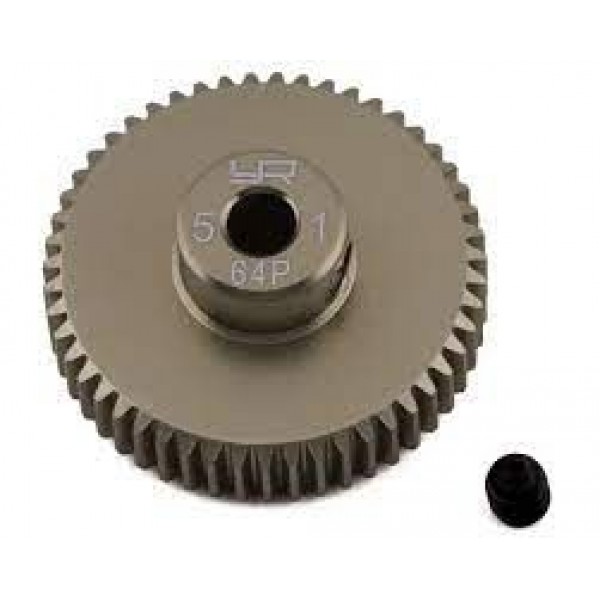 Yeah Racing 64P Hard Coated Aluminum Pinion Gear (51T)