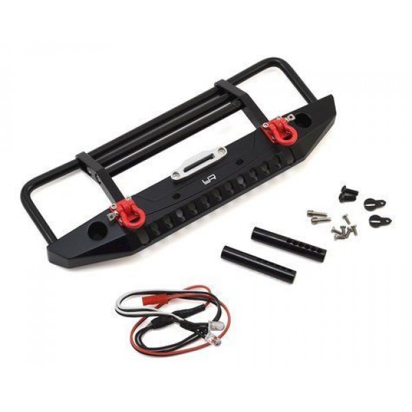 Yeah Racing Aluminum Alloy Front Bumper with LED Light, Black